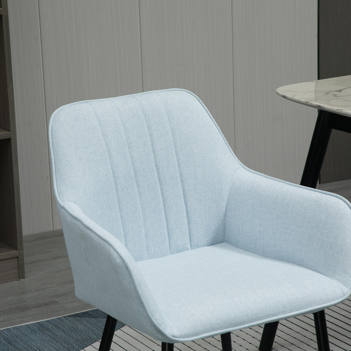 ESSZIMMERSTÜHLE, Leinen, Metall, Blau - Blau, Textil (56.5/81/59.5cm) - HOMCOM