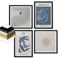 WANDBILDER 4er-Set - 50x50 cm & 40x60 cm Schwarzer Rahmen - Matisses stilvolle abstrakte Muster - Schwarz, Kunststoff (50/50cm) - ArtPrintCave