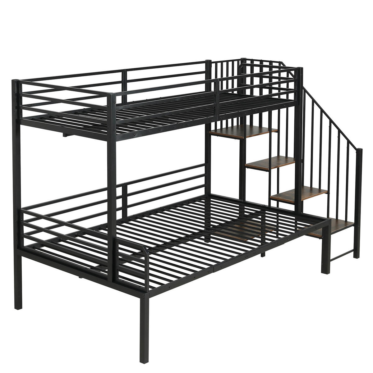 POSCHODOVÁ posteľ 90/200 a 120/200 cm čierna s úložným rebríkom z MDF a kovu - čierna, kompozitné drevo (90/200cm) - OKWISH