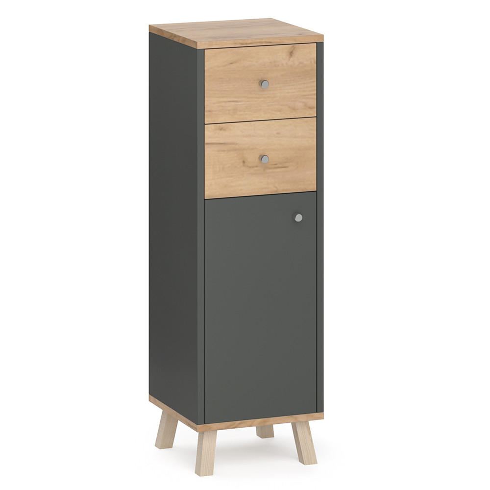 MIDISCHRANK Senyo Anthrazit 30 x 95 cm mit Schubladen - Anthrazit/Eiche Wotan, Holzwerkstoff (30/95/30cm) - Vicco
