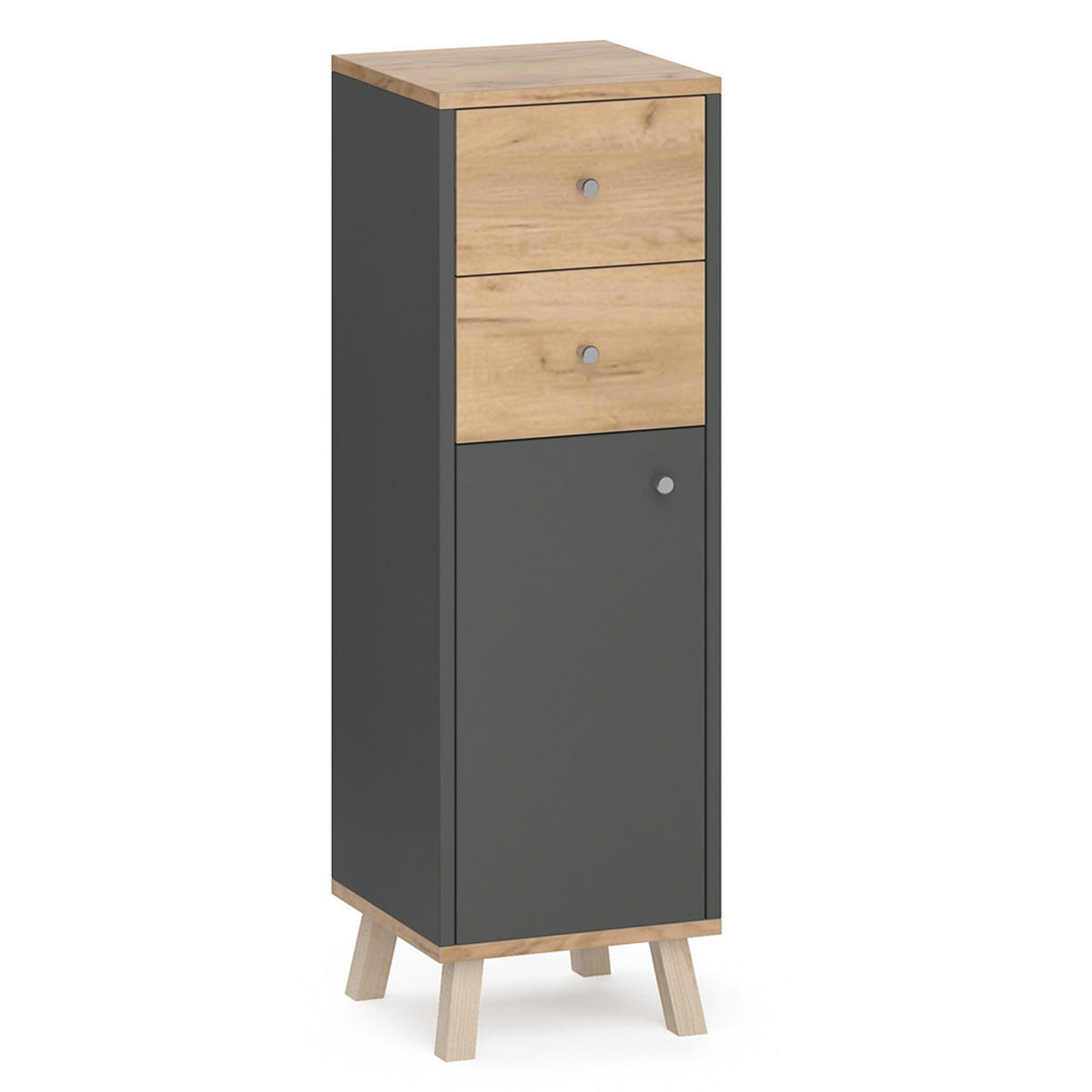 MIDISCHRANK Senyo Anthrazit 30 x 95 cm mit Schubladen - Anthrazit, Holzwerkstoff (30/95/30cm) - Vicco