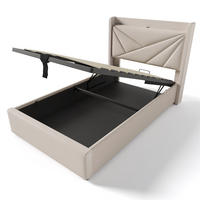 POLSTERBETT 90/200cm in Beige Leinen mit USB Typ C Ladefunktion Kopfteil - Beige, Holz/Textil (90/200cm) - KOMHTOM
