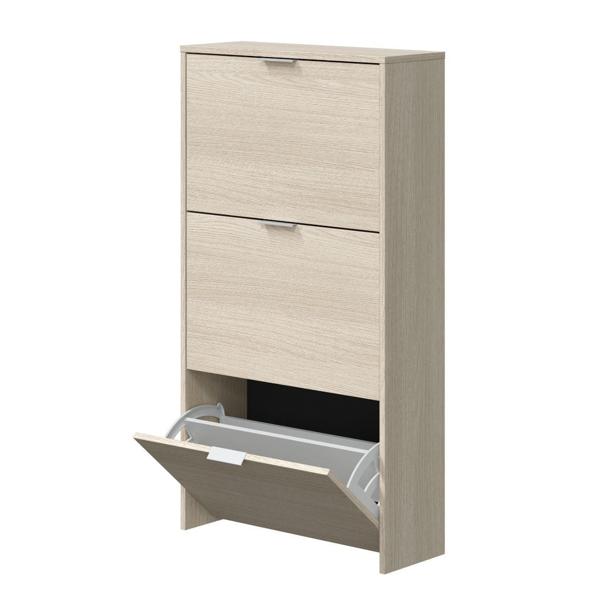 SCHUHSCHRANK 3 Klappen Zapateros - L60 cm - Eichefarben, Holzwerkstoff (22/113/45cm) - Calicosy