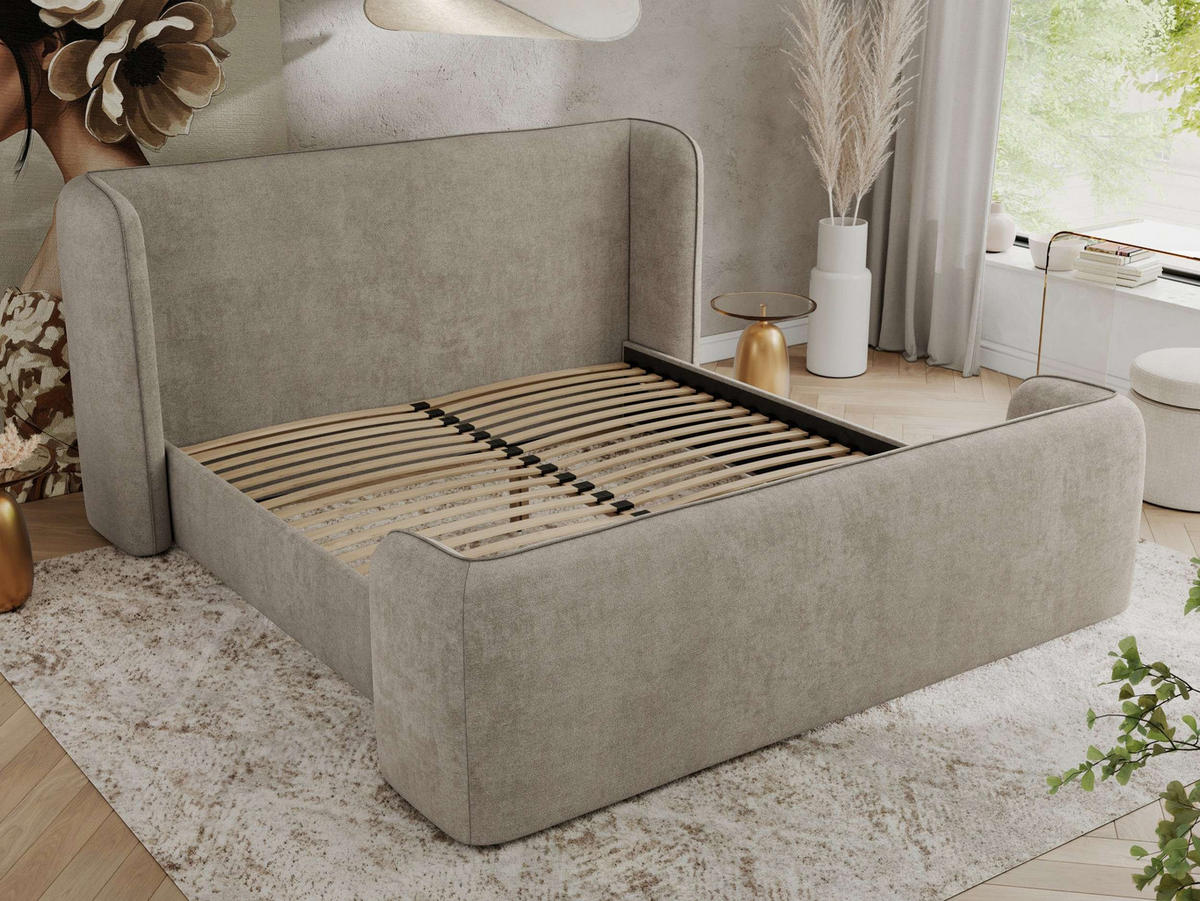 POLSTERBETT EMORA CLASSIC DUO 200/200 - Beige Strukture - Pocket-Matratze - Beige, Textil (200/200cm) - MKS