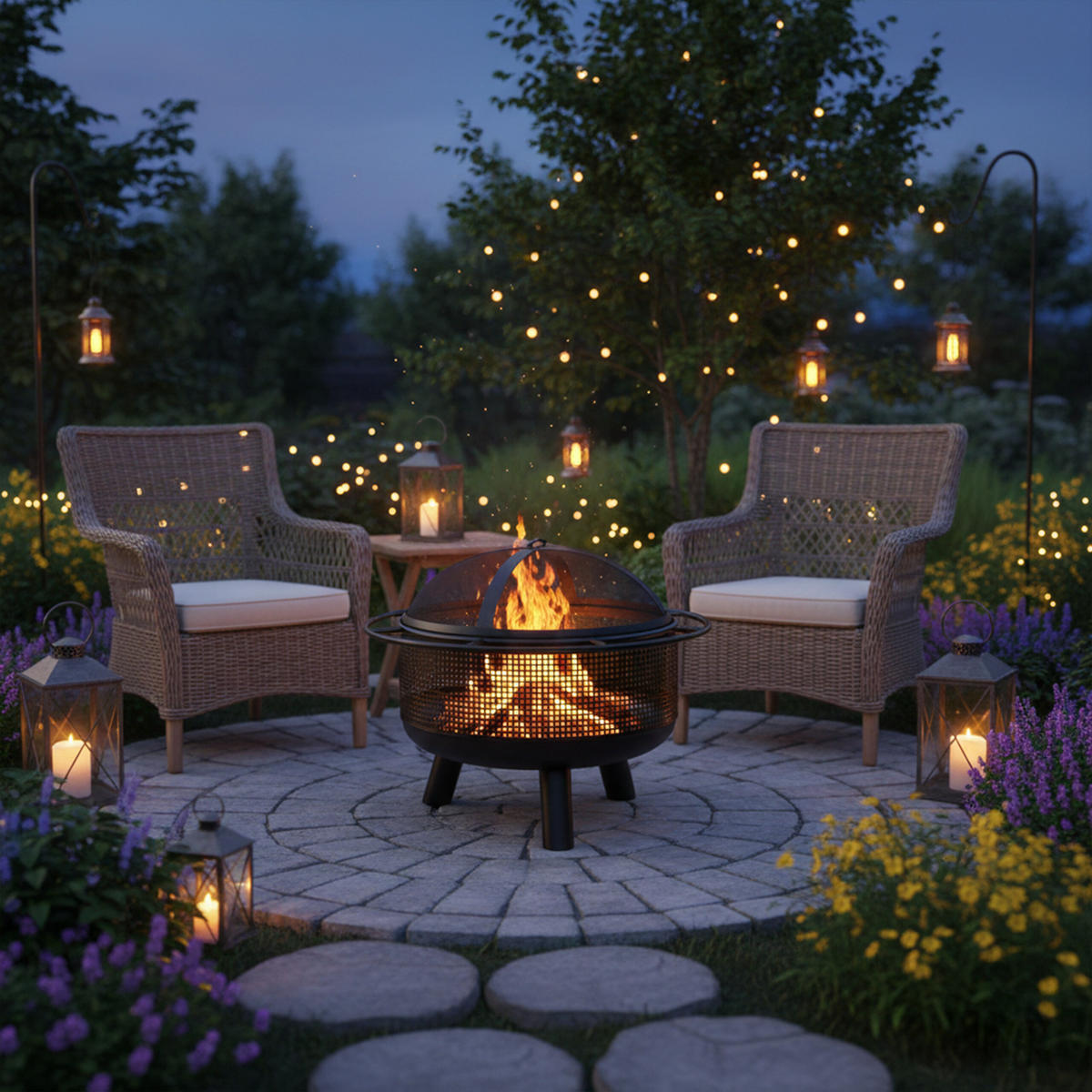 FEUERSCHALE - Schwarz, Metall (60/52/60cm) - Relaxdays