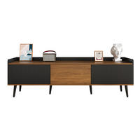 LOWBOARD 160/39/49.5 cm Schwarz/Natur aus MDF und Spanplatte mit 3 Türen - Schwarz, Holzwerkstoff (39/49.5/160cm) - OKMYHOME