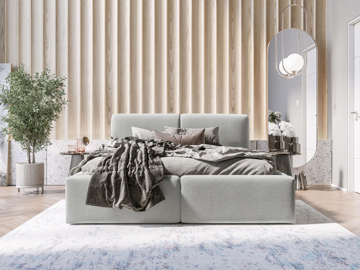 POLSTERBETT Rosmus Bettkasten 140x200 grau - Grau, Holz/Textil (140/200cm) - Fedve