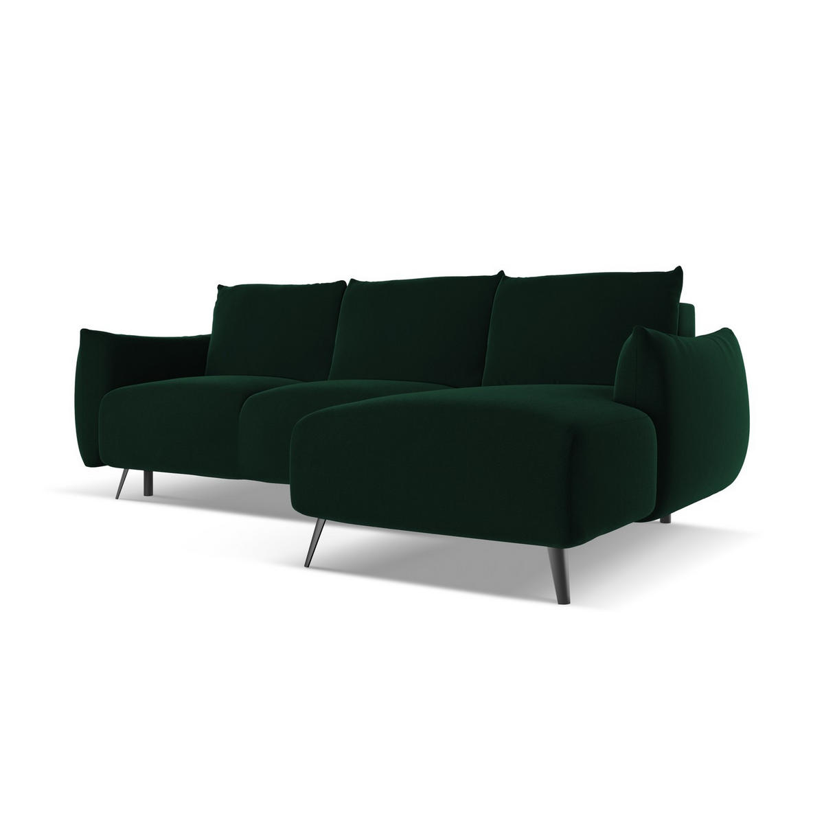 ECKSOFA mit Schlaffunktion Samt Stoff Grün - Dunkelgrün/Schwarz, Textil/Metall (242/162cm) - LaMiaSofa