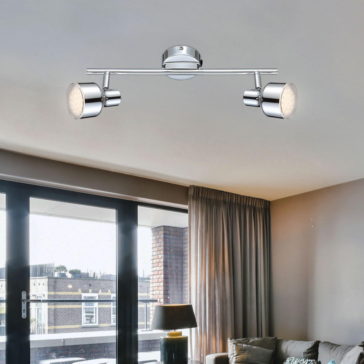 LED DECKENLEUCHTE ROIS Silber Chrom - Silberfarben, Metall (38/8/1cm) - Globo Lighting