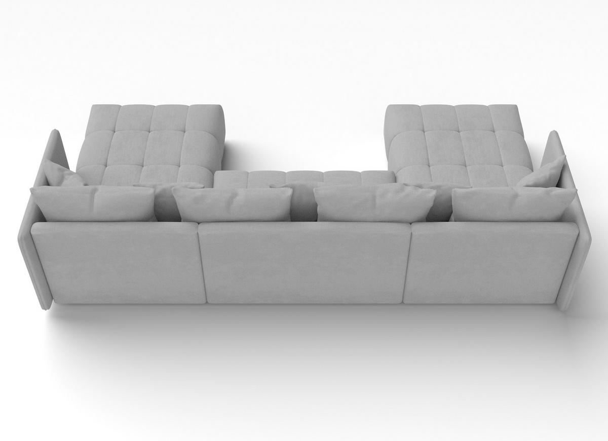 WOHNLANDSCHAFT Veliro U Hellgrau 353/180/83 cm mit Schlaffunktion und Bettkasten - Hellgrau/Schwarz, Kunststoff/Textil (353/83/180cm) - AX Living