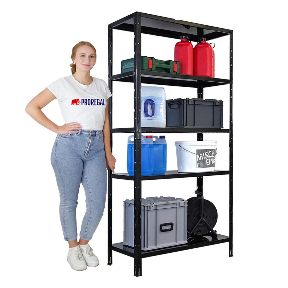 SCHWERLASTREGAL Ares 2er-Set 180x90x40cm Fachlast 125 kg Schwarz - Schwarz, Metall (180/180/40cm) - PROREGAL