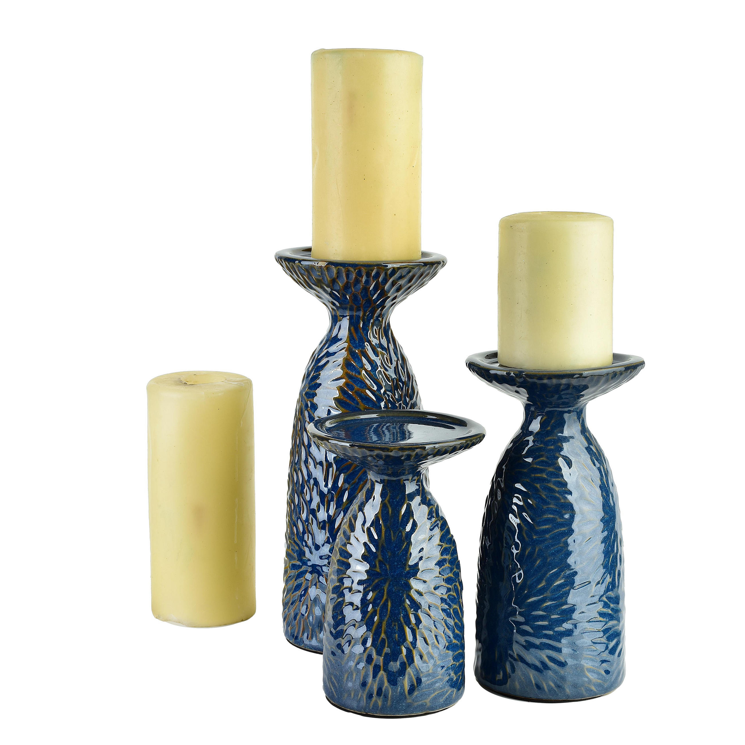 KERZENSTÄNDER Yarine Blau 11/10/25 cm Keramik - Blau, Keramik (10/25/11cm) - Mondex