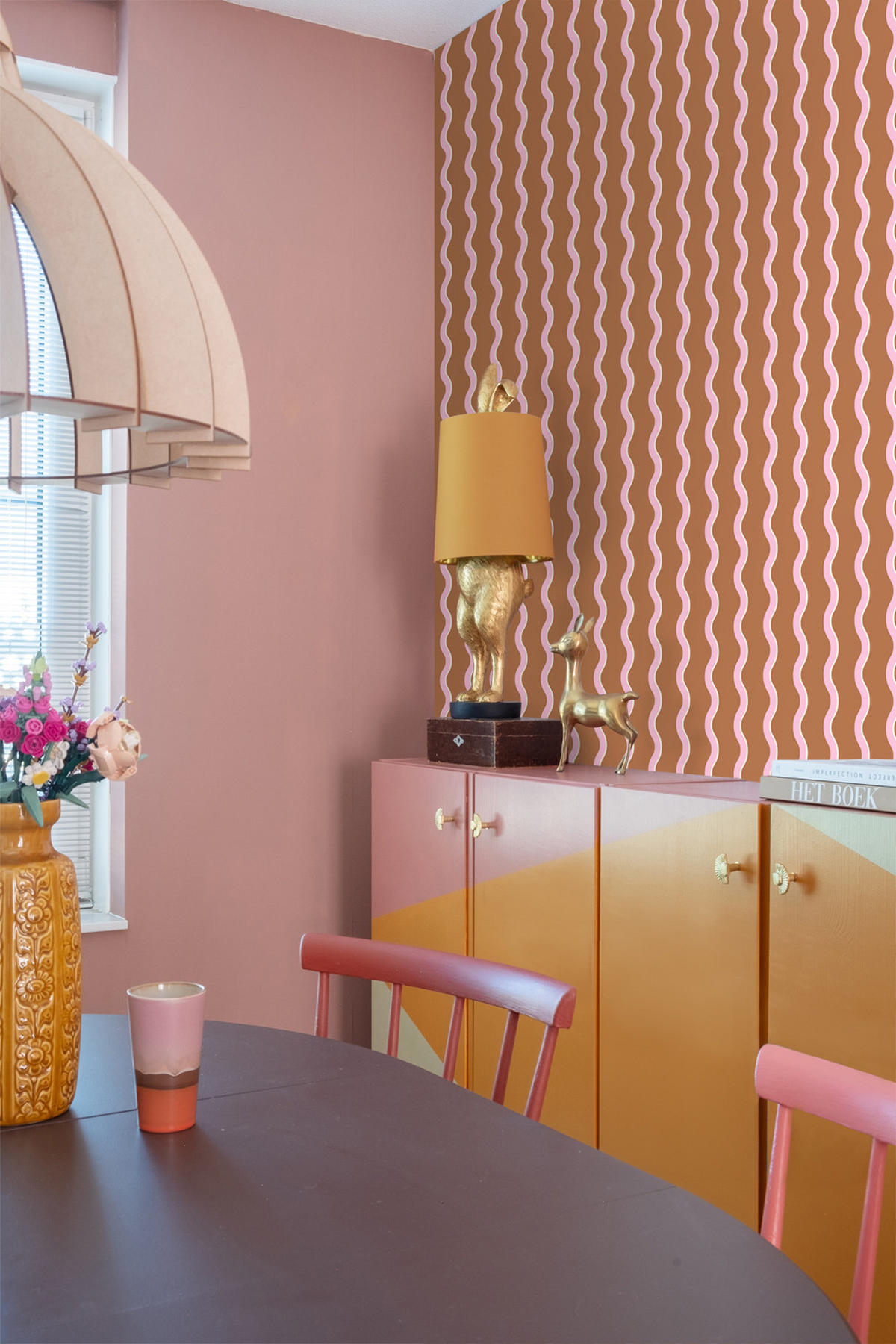 TAPETE wellenförmige Streifen 50 x 900 cm - Pink, Papier (50/0.1cm) - ESTAhome