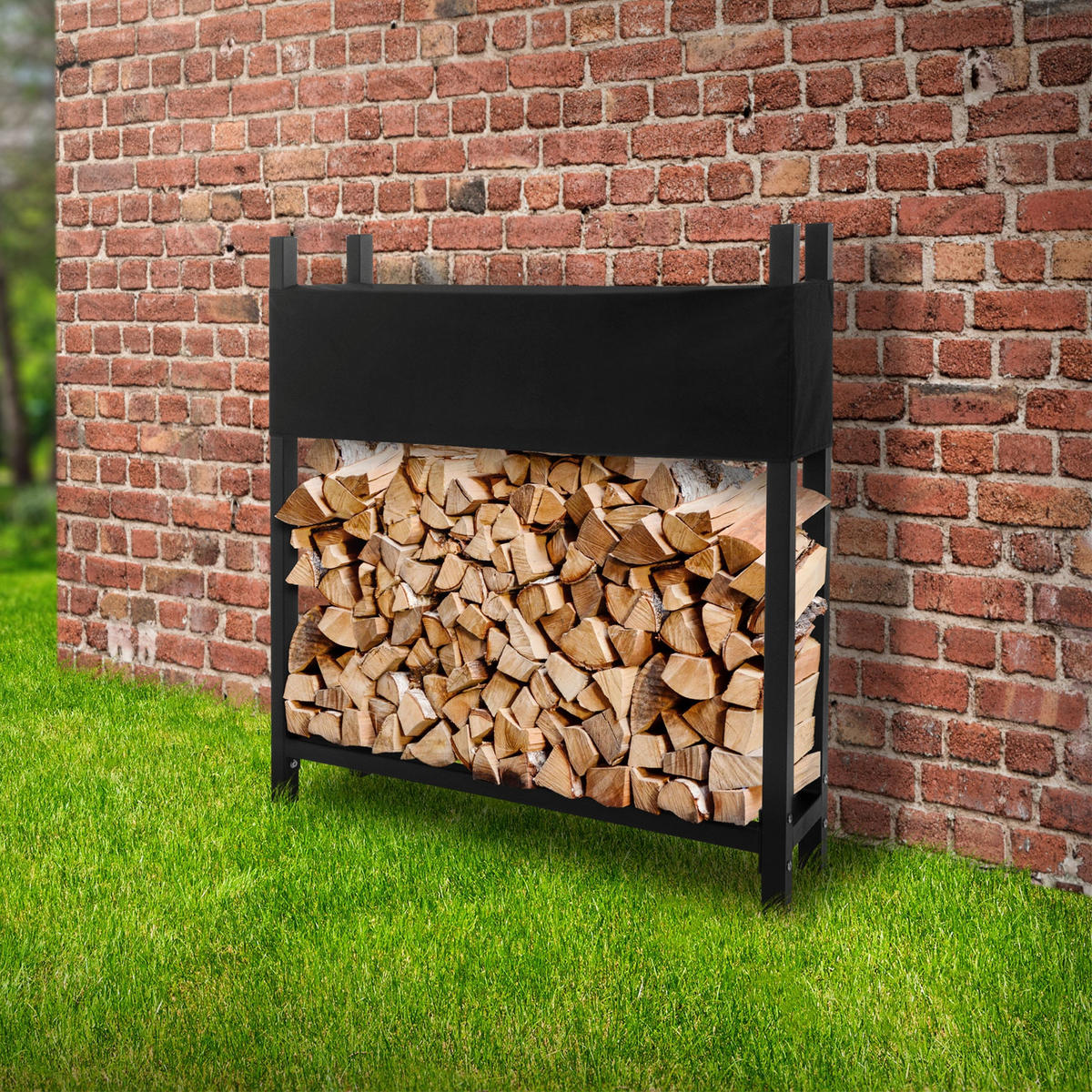 KAMINHOLZREGAL - Anthrazit, Metall (25/115/113cm) - ML-DESIGN