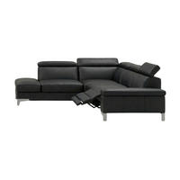 ECKSOFA Talisman Echtleder mit 1 x Relaxfunktion Schwarz - Schwarz, Leder/Metall (224/271cm)
