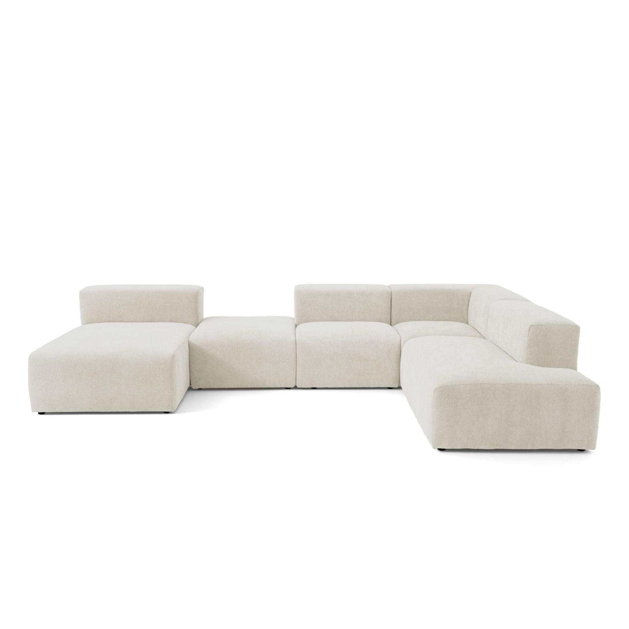 5-SITZER modulares Wohnlandschaft U XXL HEAVEN SET 6 Rechts, Breite 375 cm Webstoff Weiß - Schwarz/Weiß, Holz/Kunststoff (245/73/375cm) - Muffo