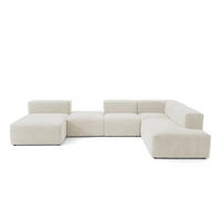 5-SITZER modulares Wohnlandschaft U XXL HEAVEN SET 6 Rechts, Breite 375 cm Webstoff Weiß - Schwarz/Weiß, Holz/Kunststoff (245/73/375cm) - Muffo