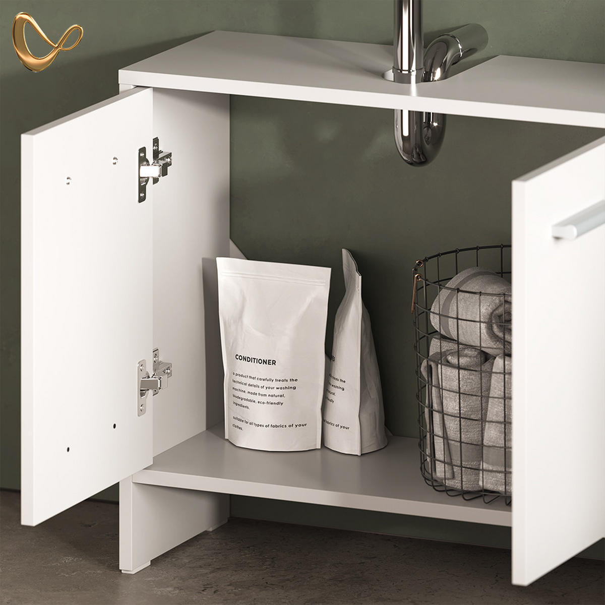 BADEZIMMERMÖBEL-SET Amalfi Weiß 2 Teile - Weiß, Holzwerkstoff (63.8/57/26.3cm) - Livinity®