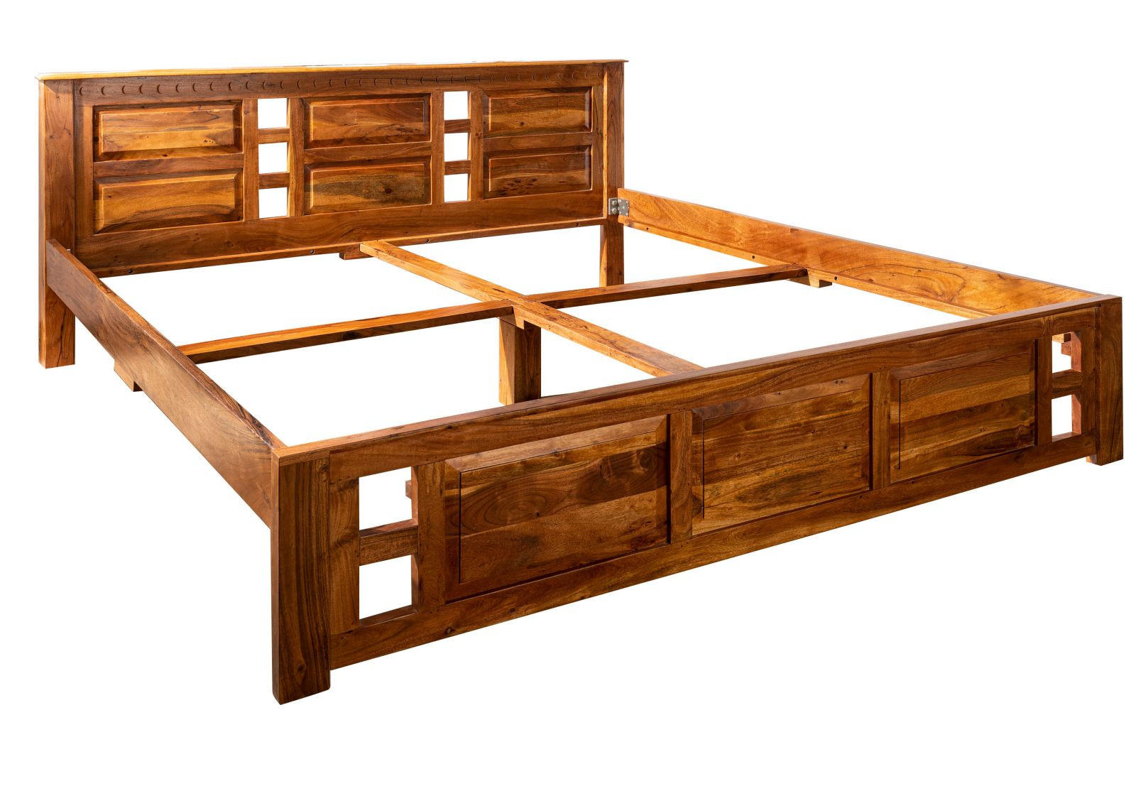 BETT Massivholz Akazie 180 x 200 x 90 hellbraun OXFORD #0253 - Braun, Holz (180/200cm) - Massivmoebel24