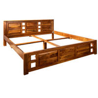BETT Massivholz Akazie 200 x 200 x 90 hellbraun OXFORD #0254 - Braun, Holz (200/200cm) - Massivmoebel24