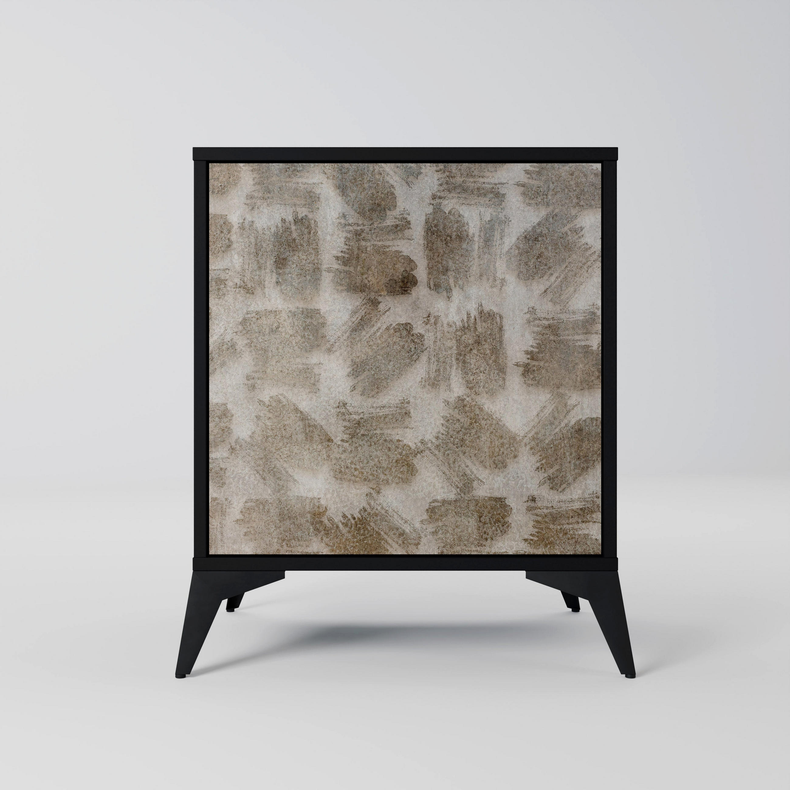 SIDEBOARD SLIGHTLY BLURRED, Schwarz, 57,5x42x70,5 cm, Schwarze Metall-Sternfüße - Multicolor/Schwarz, Holzwerkstoff/Metall (57.5/70.5/42cm) - SpaceRebels
