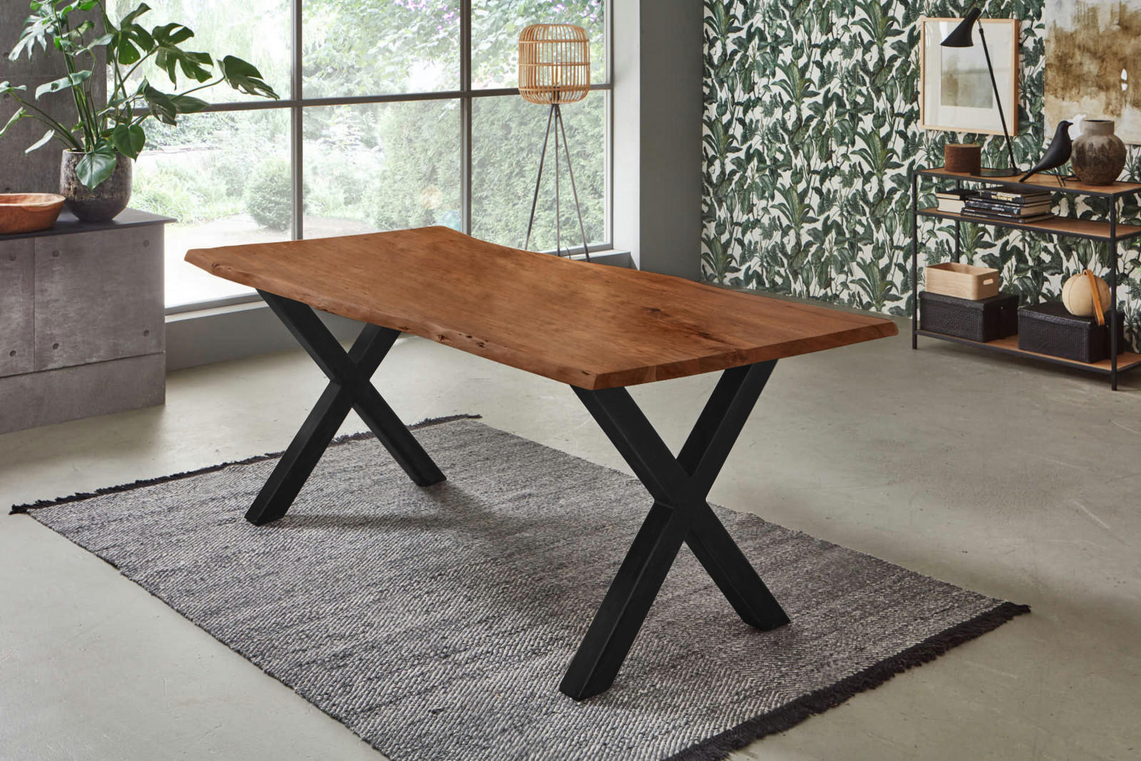 ESSTISCH FREDERIK - Schwarz/Braun, Holz/Metall (100/200/77cm) - SAM