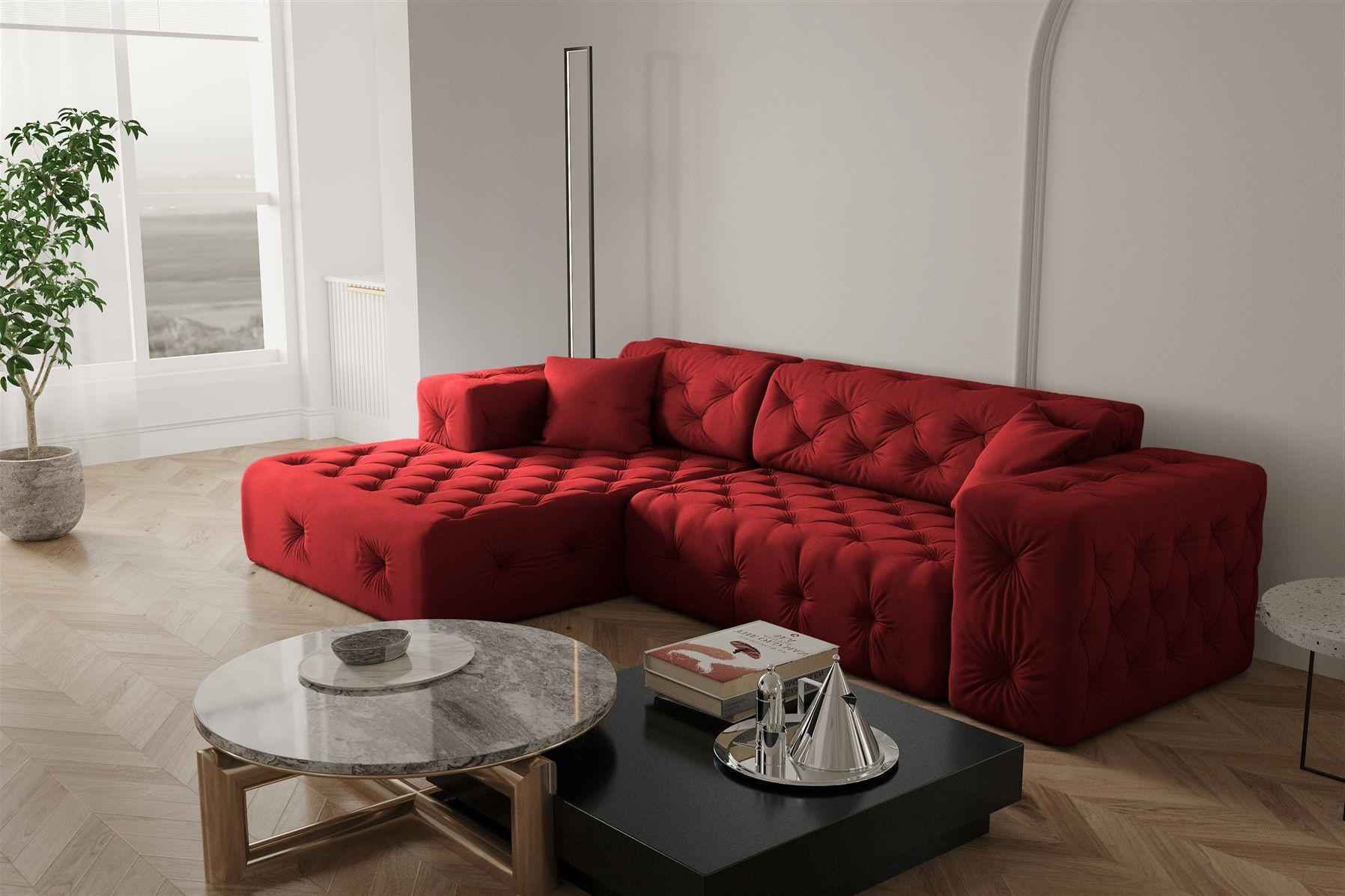 ECKSOFA Chantal - Rot, Holzwerkstoff/Textil (266/171cm) - Fun Möbel