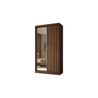 SCHWEBETÜRENSCHRANK LAMELLO 120/216/61 cm Modern Kleiderschrank 2-türig mit Spiegel Nussbaumfarben - Nussbaumfarben, Holzwerkstoff (120/216/61cm) - MASSENO