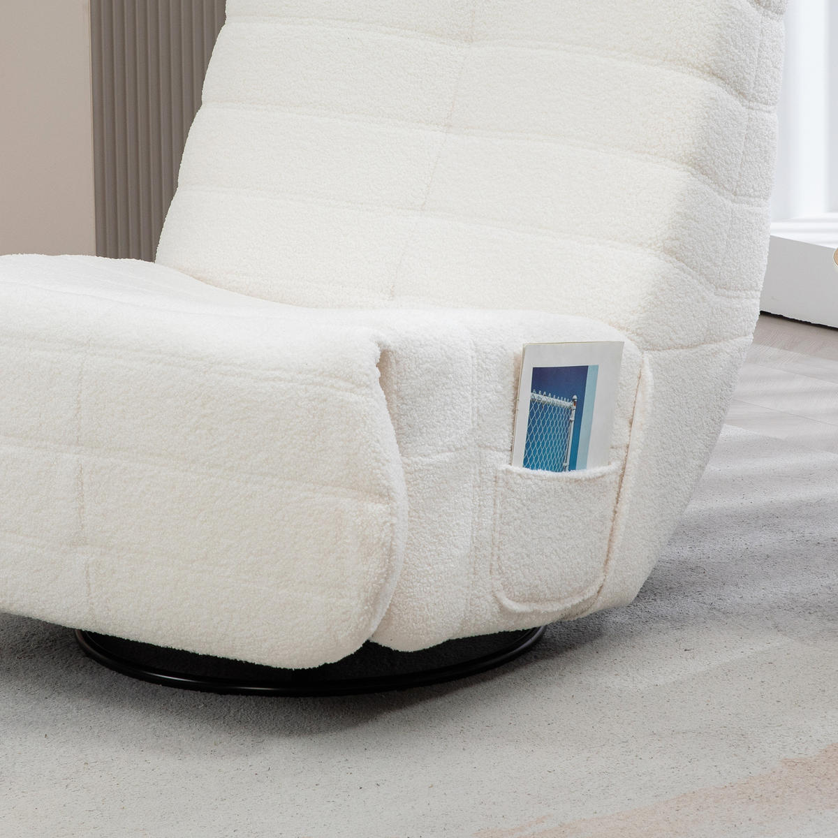 RELAXSESSEL Drehbar Fernsehsessel mit Liegefunktion, Schaukelfunktion Cremeweiß - Creme, Kunststoff (104/87/84cm) - HOMCOM