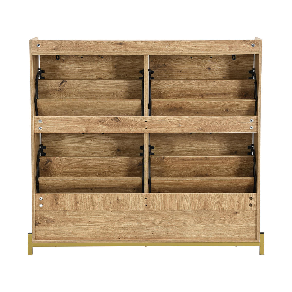 SCHUHSCHRANK mit 4 Klappen 108,5/24/100 cm in Holzoptik, platzsparend - Naturfarben, Holzwerkstoff (108.5/100/24cm) - BEAOK