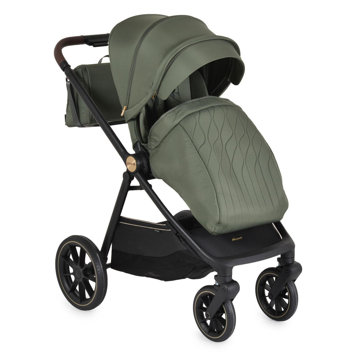 KOMBIKINDERWAGEN 2 in 1 Celebrity grün Stoßdämpfer PU-Rollen Wickeltasche - Grün, Metall (96/60/100cm) - Cangaroo