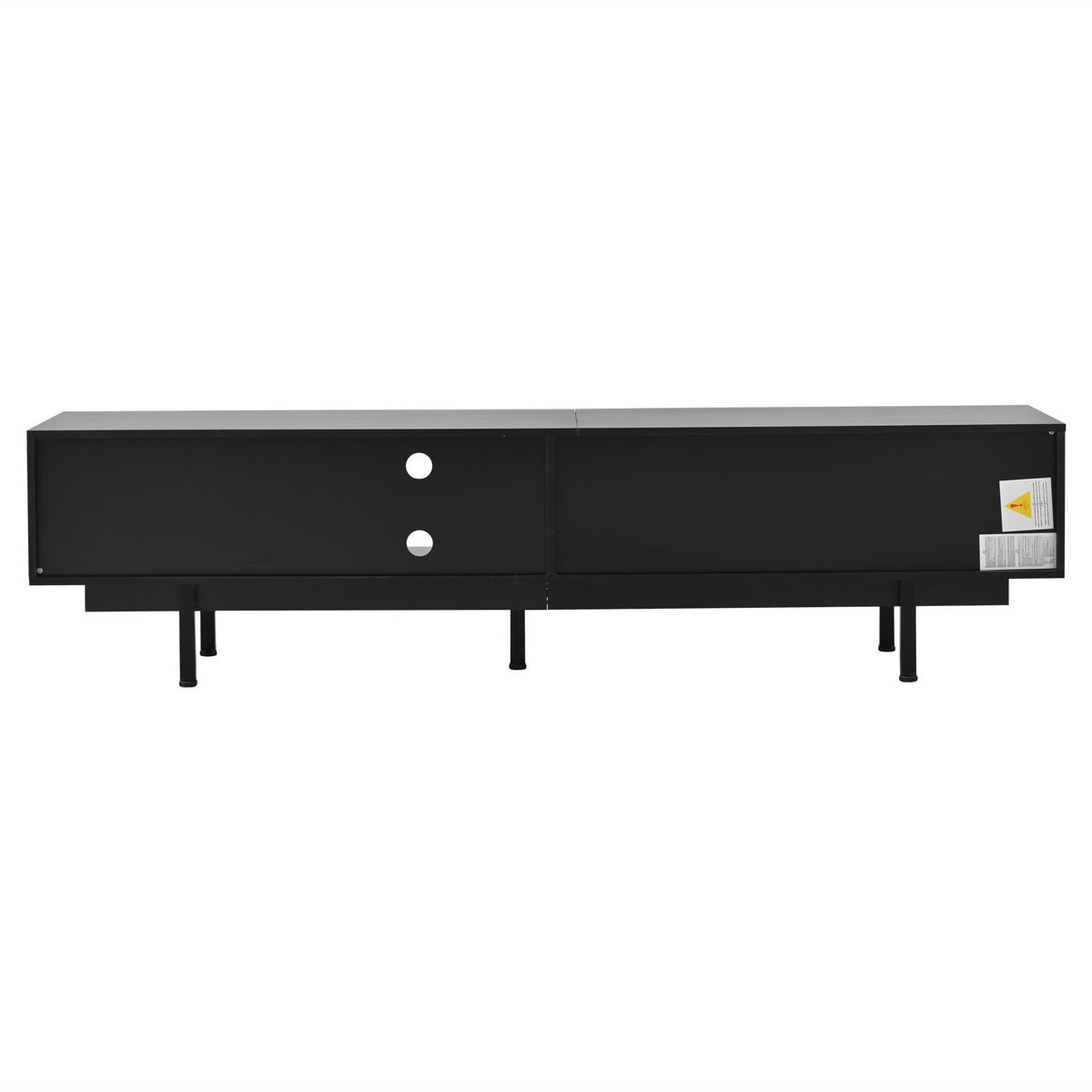 LOWBOARD DE-40347 mit Glas-Tür und viel Stauraum Schwarz - Schwarz, Holzwerkstoff (200/50.5/40cm) - ComfortXL