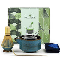 MATCHA-SET 7-teilig Keramik Bambus - Blau, Keramik (5.3/5.3/22.4cm)