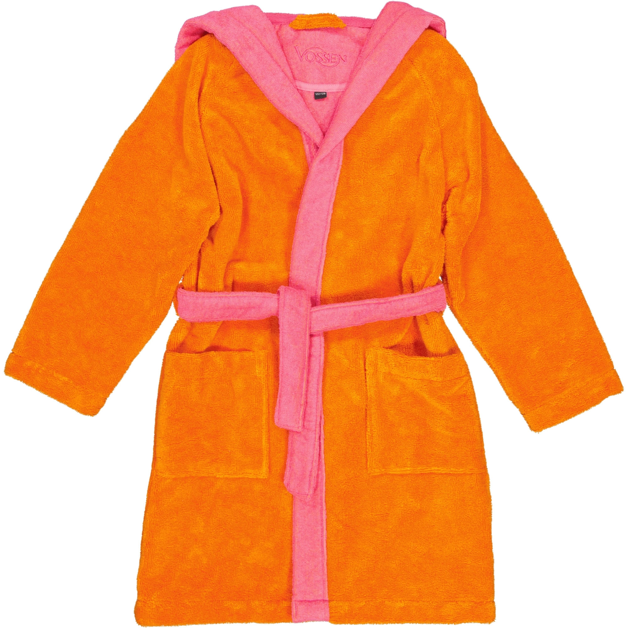 KINDERBADEMÄNTEL KINDER KAPUZE BIXIE ELECTRIC ORANGE/PRIM ROSE - 0006 - Orange, Textil (140null) - Vossen