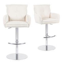 BARHOCKER Kira 2er-Set - Chromfarben/Creme, Textil/Metall (55/95/58cm) - DUBI Möbel