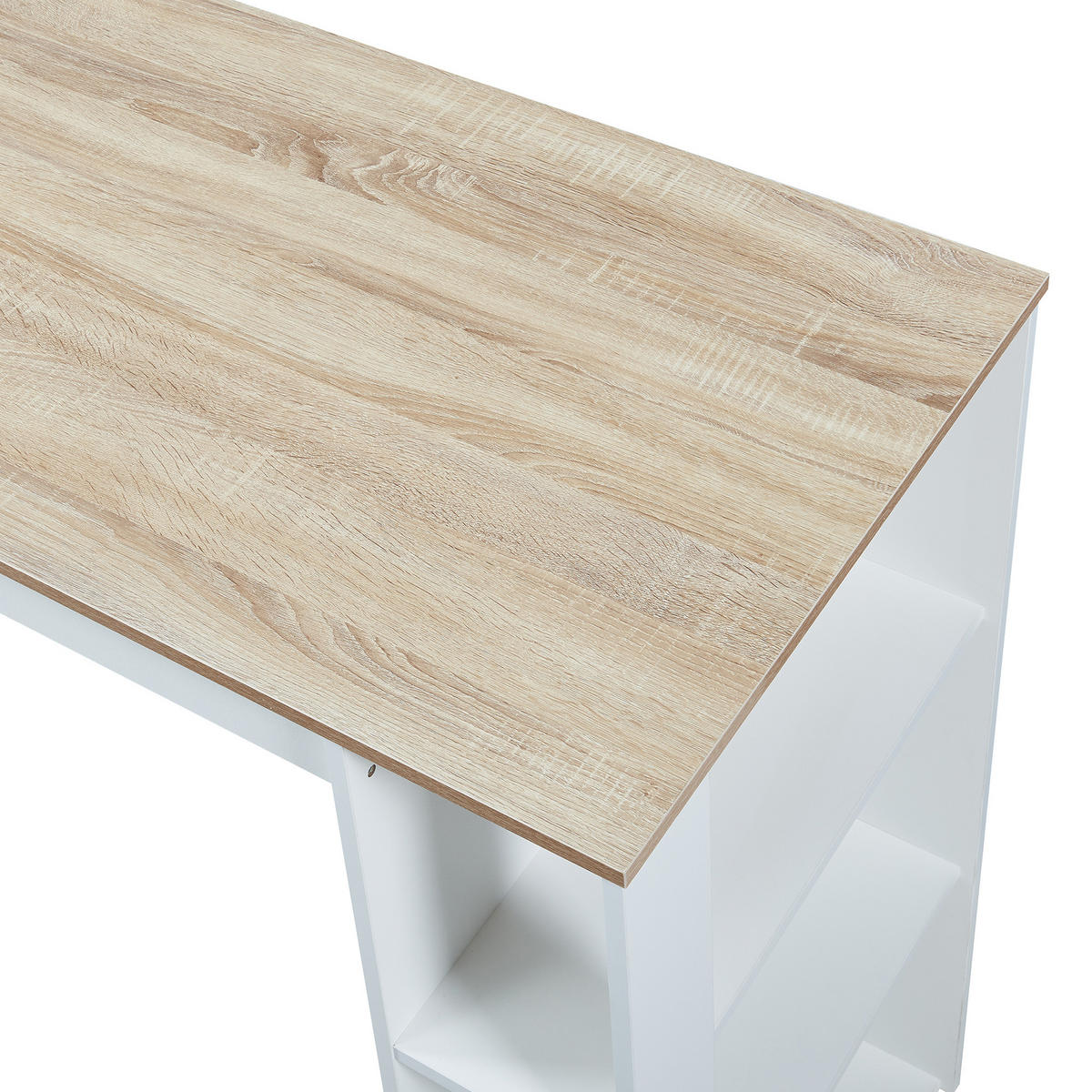 BAROVÝ STŮL Danderyd - bílá/barva dubu, kompozitní dřevo (60/120/105.5cm) - [en.casa]