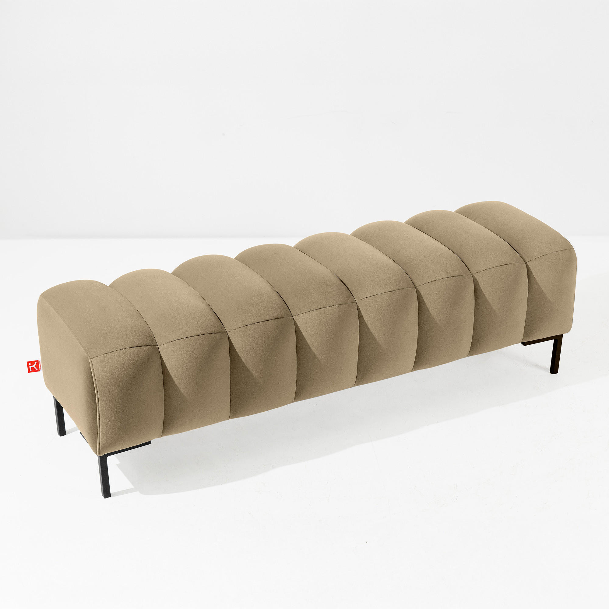 POLSTERBANK Bettbank PECCO, Metallbeinen - Beige/Schwarz, Holz/Textil (160/50/50cm) - KONSIMO®
