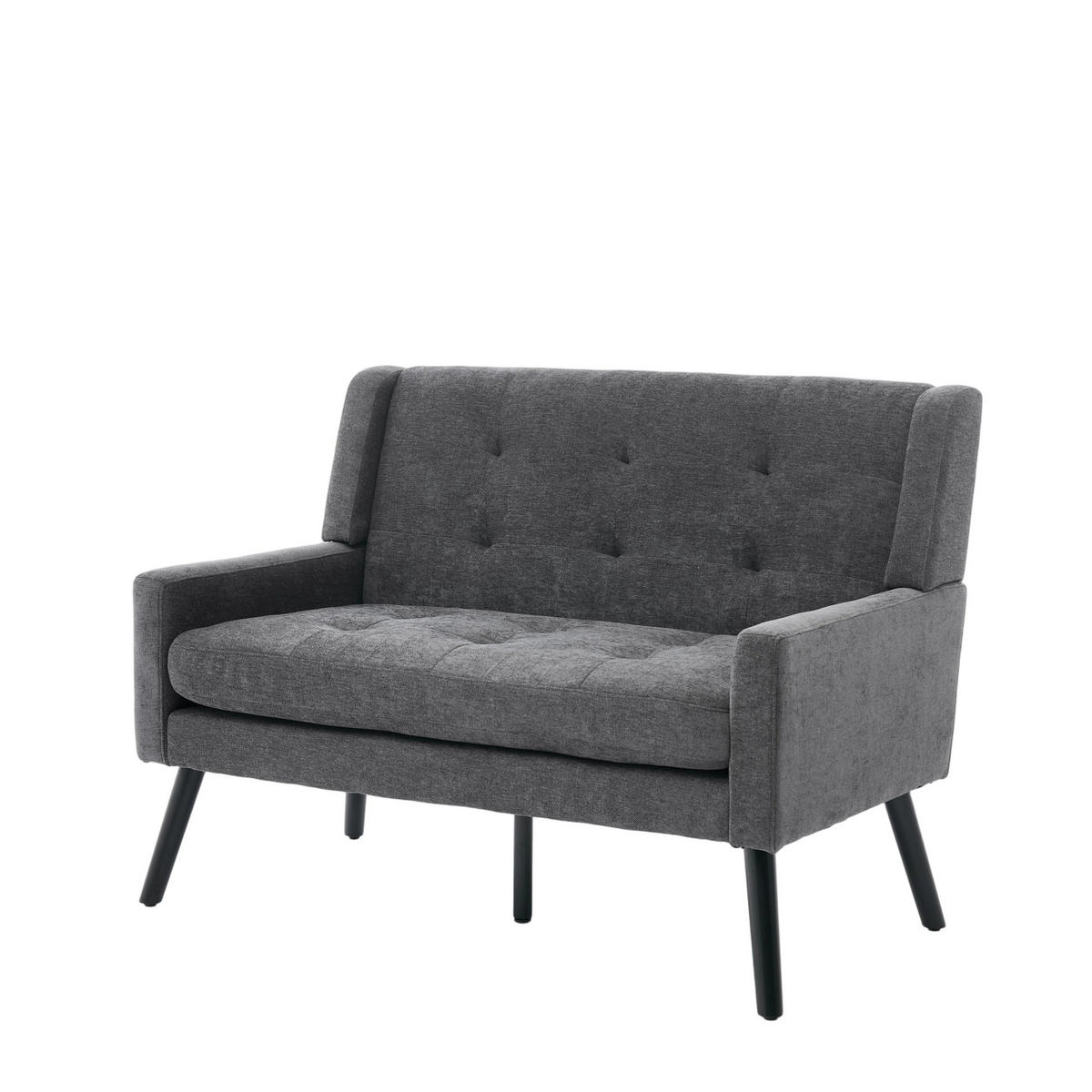 2-SITZER-SOFA Massivholz,dicke Schaumfüllung,Leinenstoff,Dunkelgrau - Dunkelgrau, Textil (119/88/75cm) - LVHOM