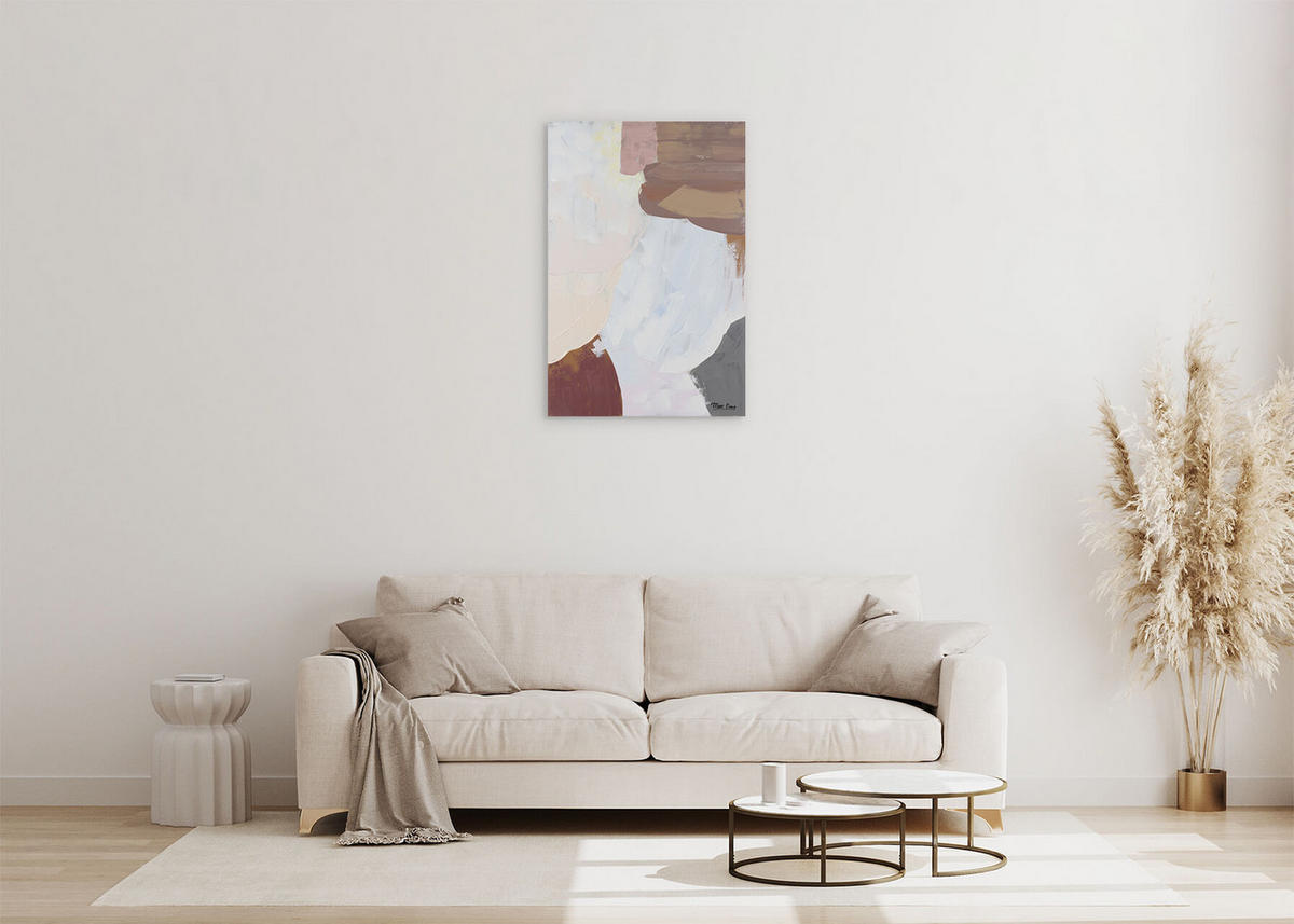 ACRYLBILD HANDGEMALT 60/90 cm - Beige/Weiß, Holz/Textil (1.3/90cm) - KUNSTLOFT