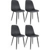 ESSZIMMERSTUHL 4er Set Samt Dunkelgrau - Dunkelgrau/Schwarz, Textil/Metall (45/88/54cm) - CLP