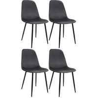ESSZIMMERSTUHL 4er Set Samt Dunkelgrau - Dunkelgrau/Schwarz, Textil/Metall (45/88/54cm) - CLP