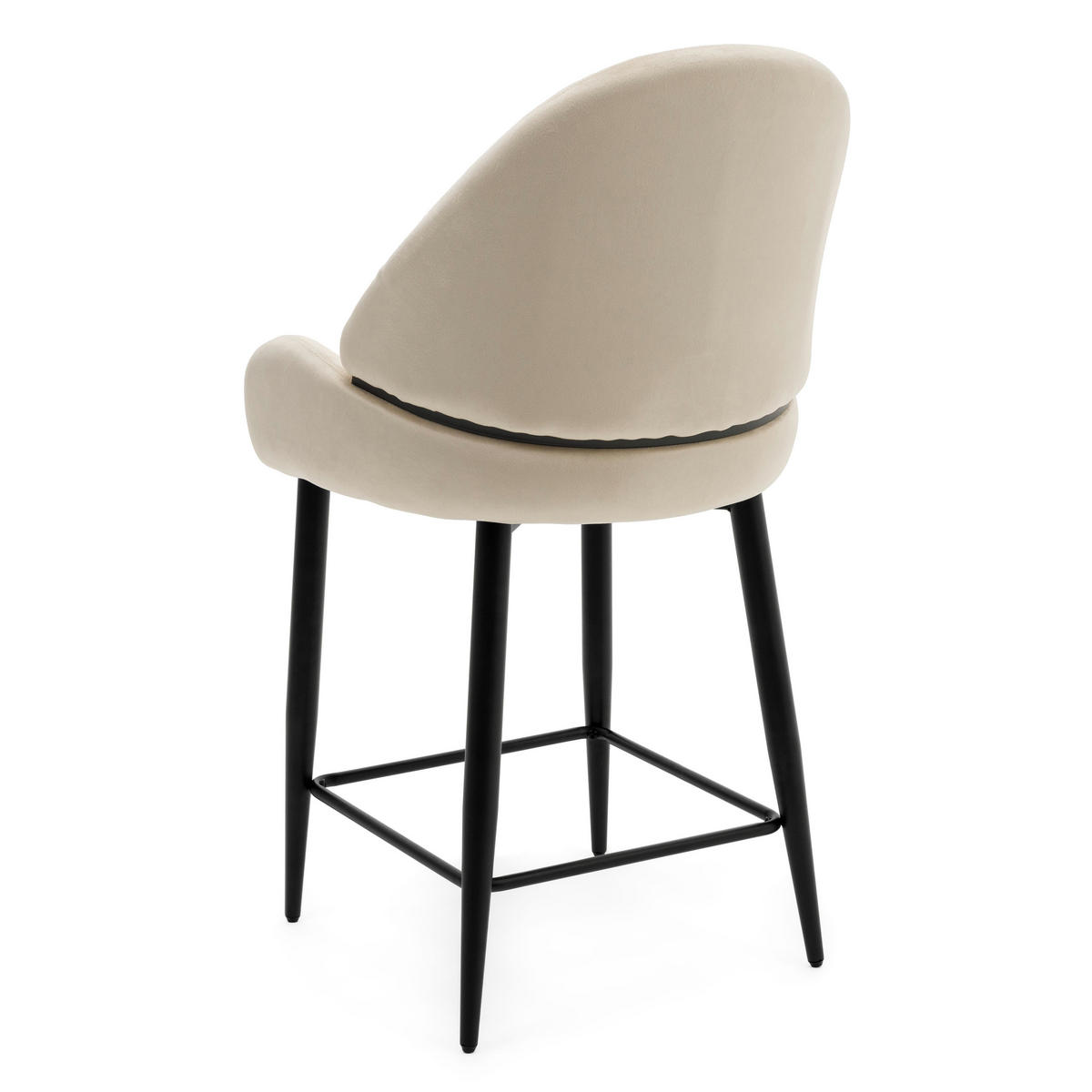 BARHOCKER BERGAMO gepolsterter mit Steppung - beige - Samt Velour - Beige/Schwarz, Textil/Metall (56/106/61cm) - NEW HOME