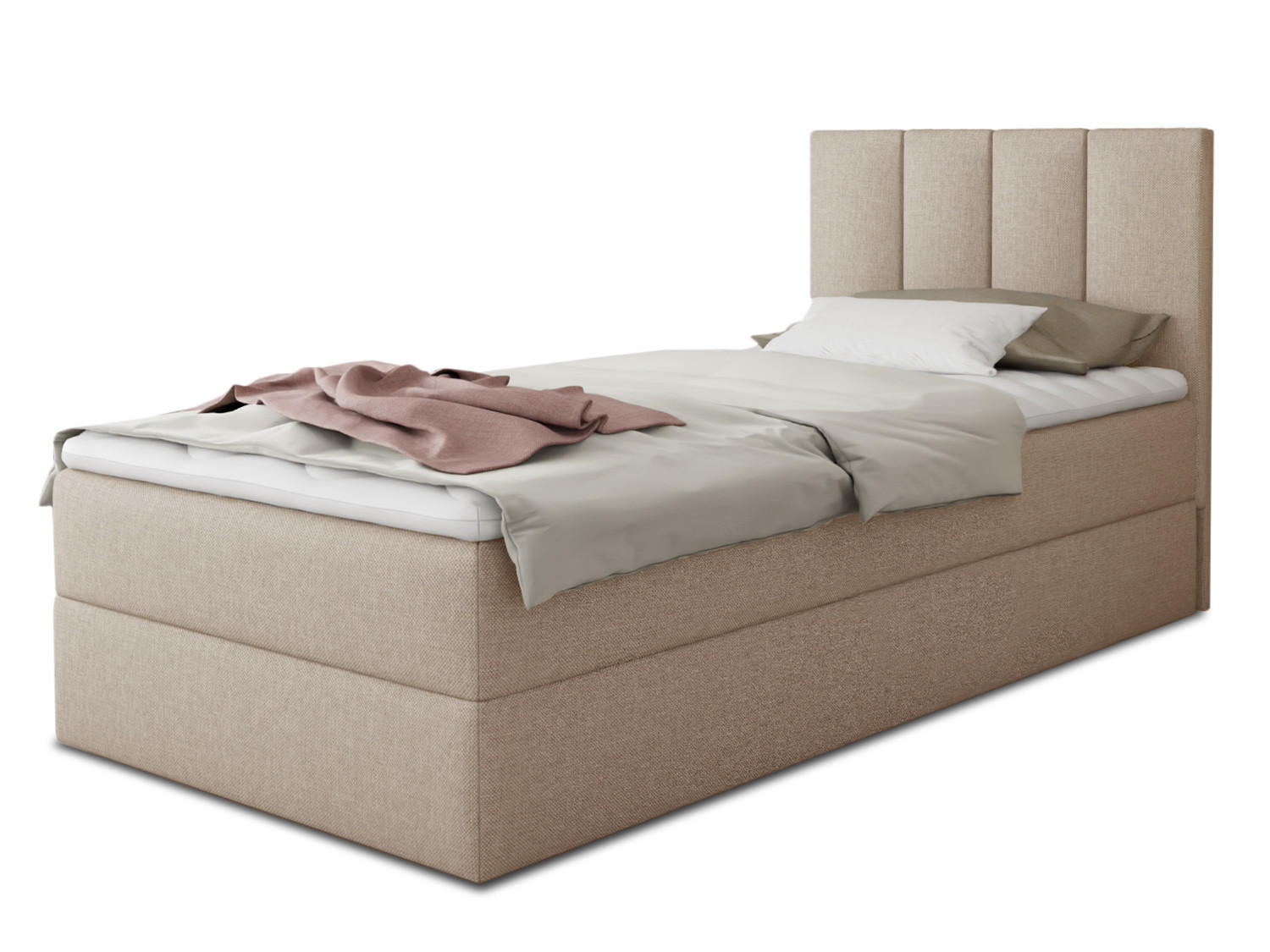 BOXBETT Star Mini - 120x200 - beige (Inari 22, Webstoff) - Beige/Schwarz, Holz/Holzwerkstoff (120/200cm) - Sofnet