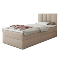 BOXBETT Star Mini - 90x200 - beige (Inari 22, Webstoff) - Beige/Schwarz, Holz/Holzwerkstoff (90/200cm) - Sofnet