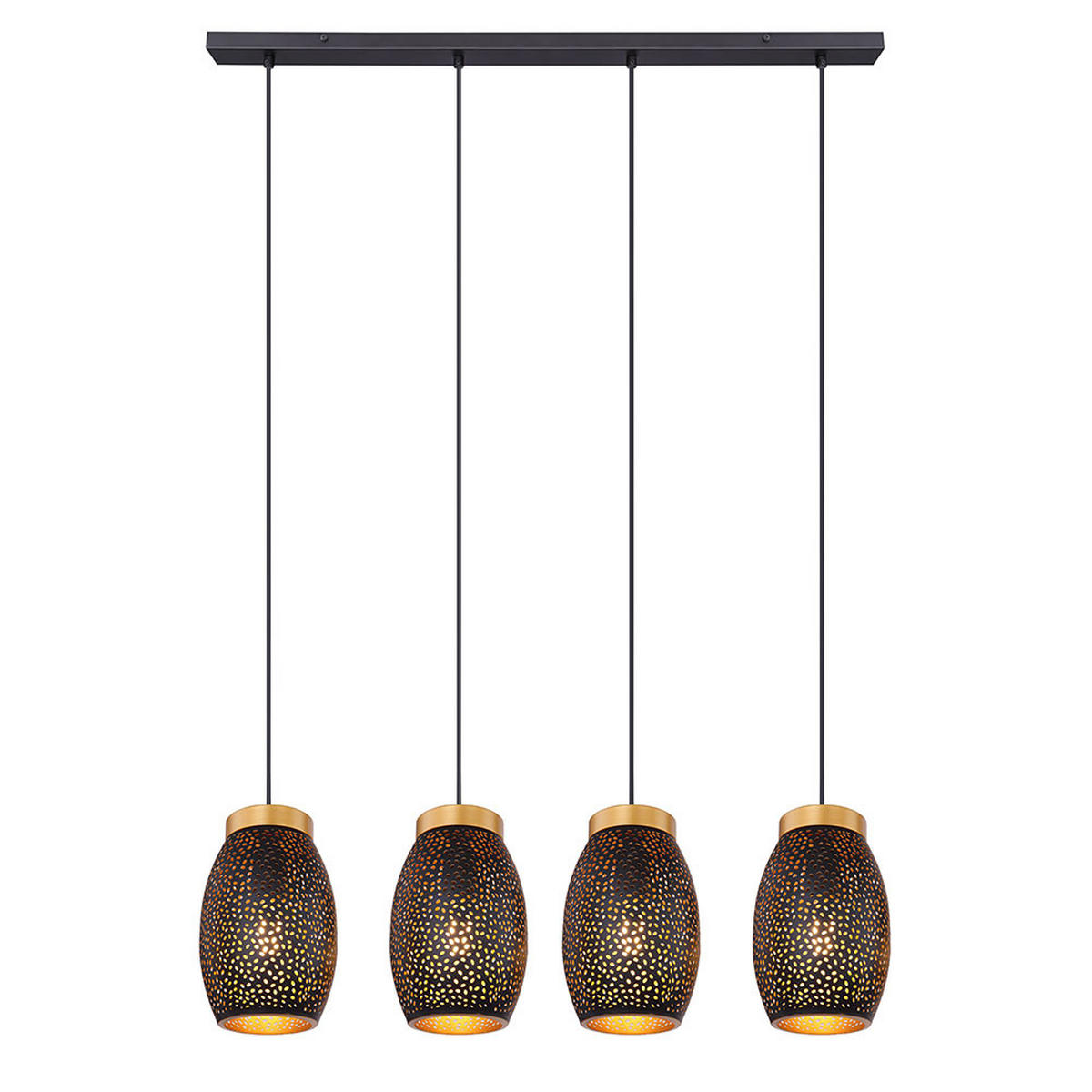 LED HÄNGELEUCHTE Metall Schwarz Gold - Schwarz, Metall (90/15/120cm) - Globo Lighting