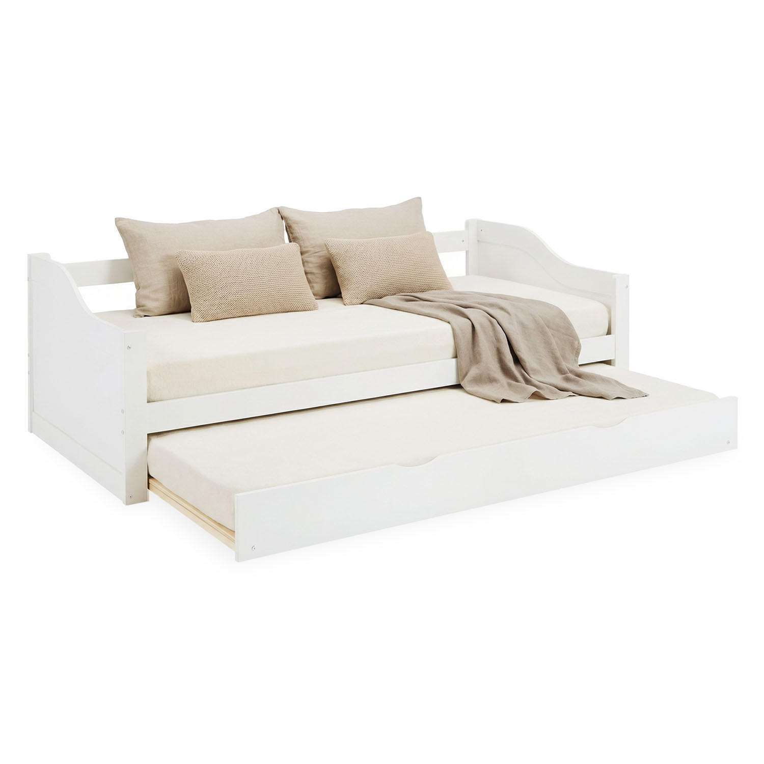 AUSZIEHBETT 90/200 cm Weiß - Weiß, Holz (90/200cm) - Homestyle4u