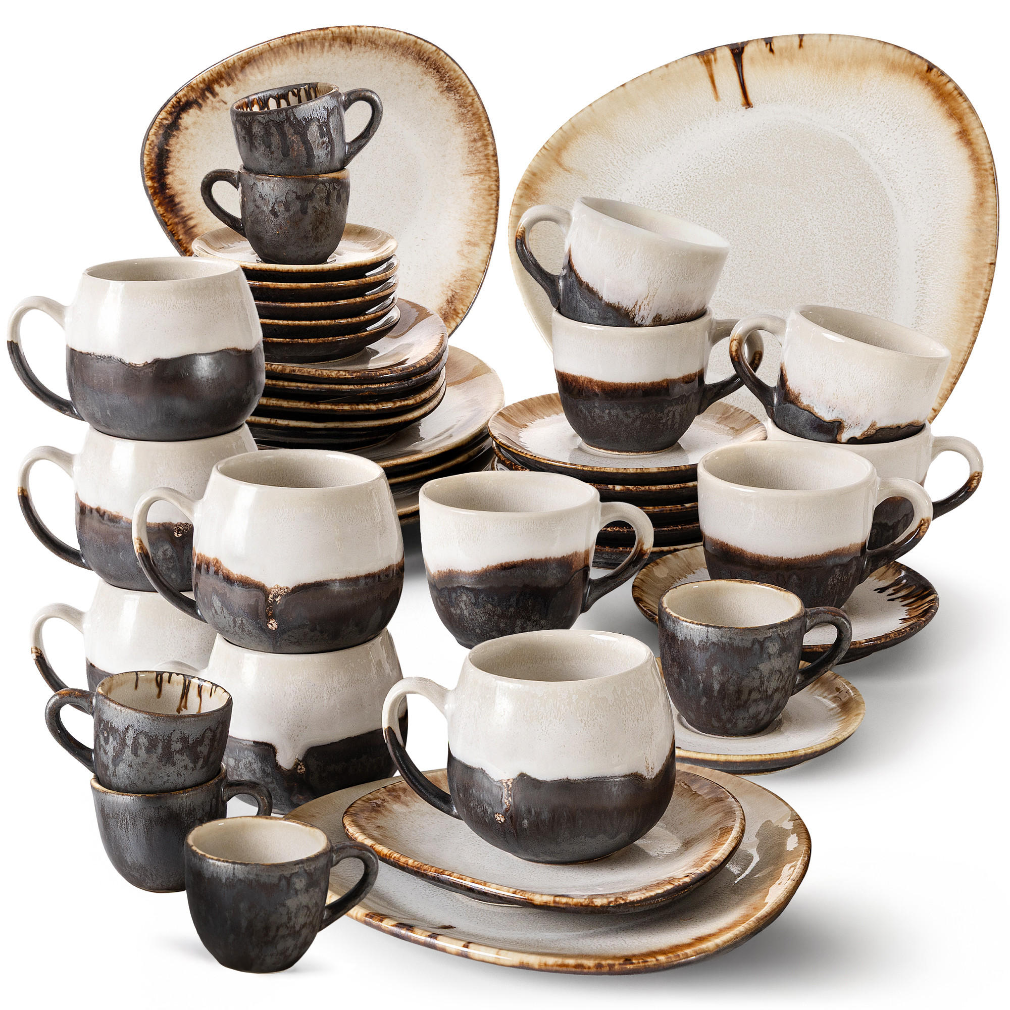 GESCHIRRSET PRIMA, 6-Personen, 42-tlg, Hellbeige - Beige, Keramik (25.7/2.4/24cm) - KONSIMO®