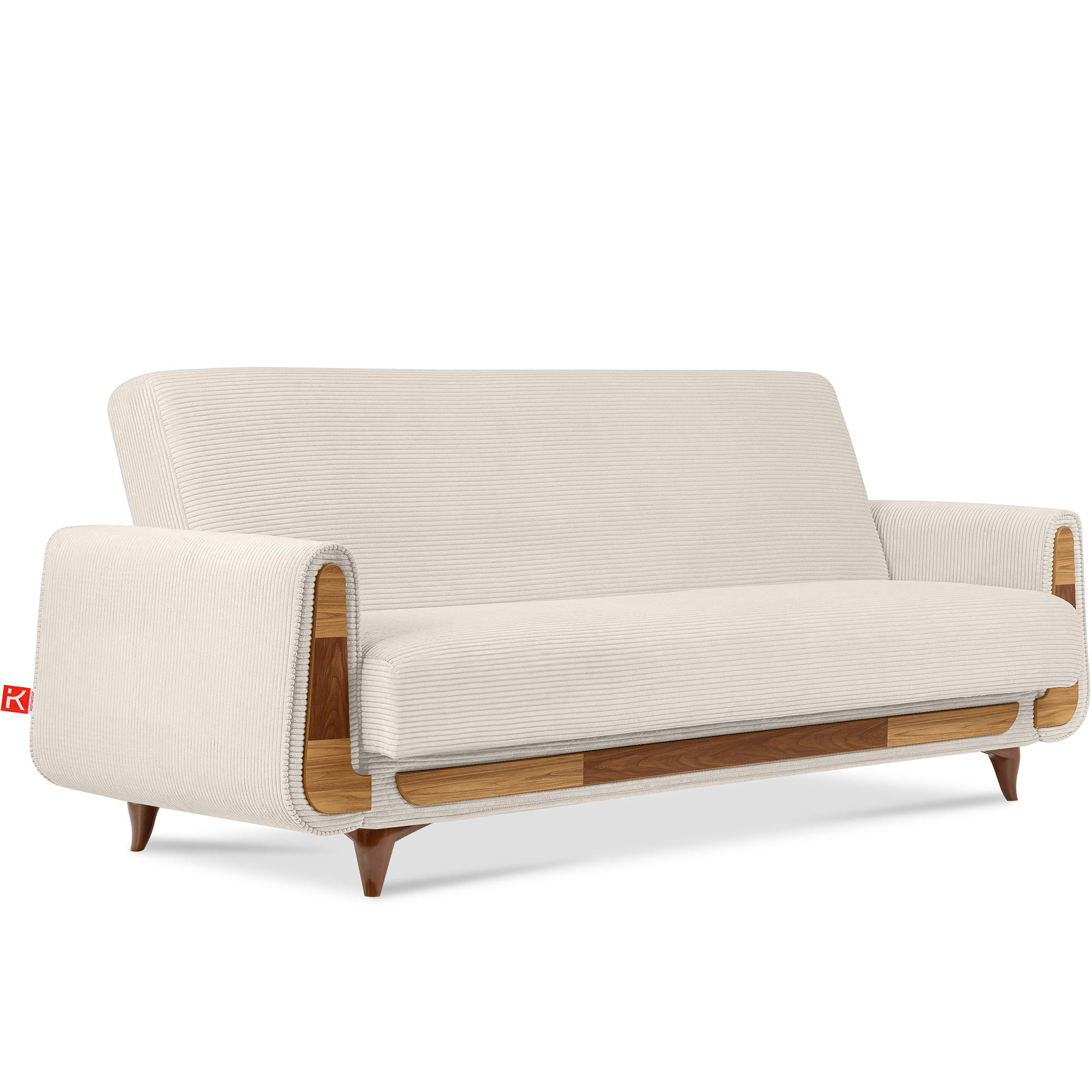 3-SITZER-SCHLAFSOFA GUSTAVO II mit Armlehnen, Creme - Creme, Holz/Holzwerkstoff (230/98/98cm) - KONSIMO®