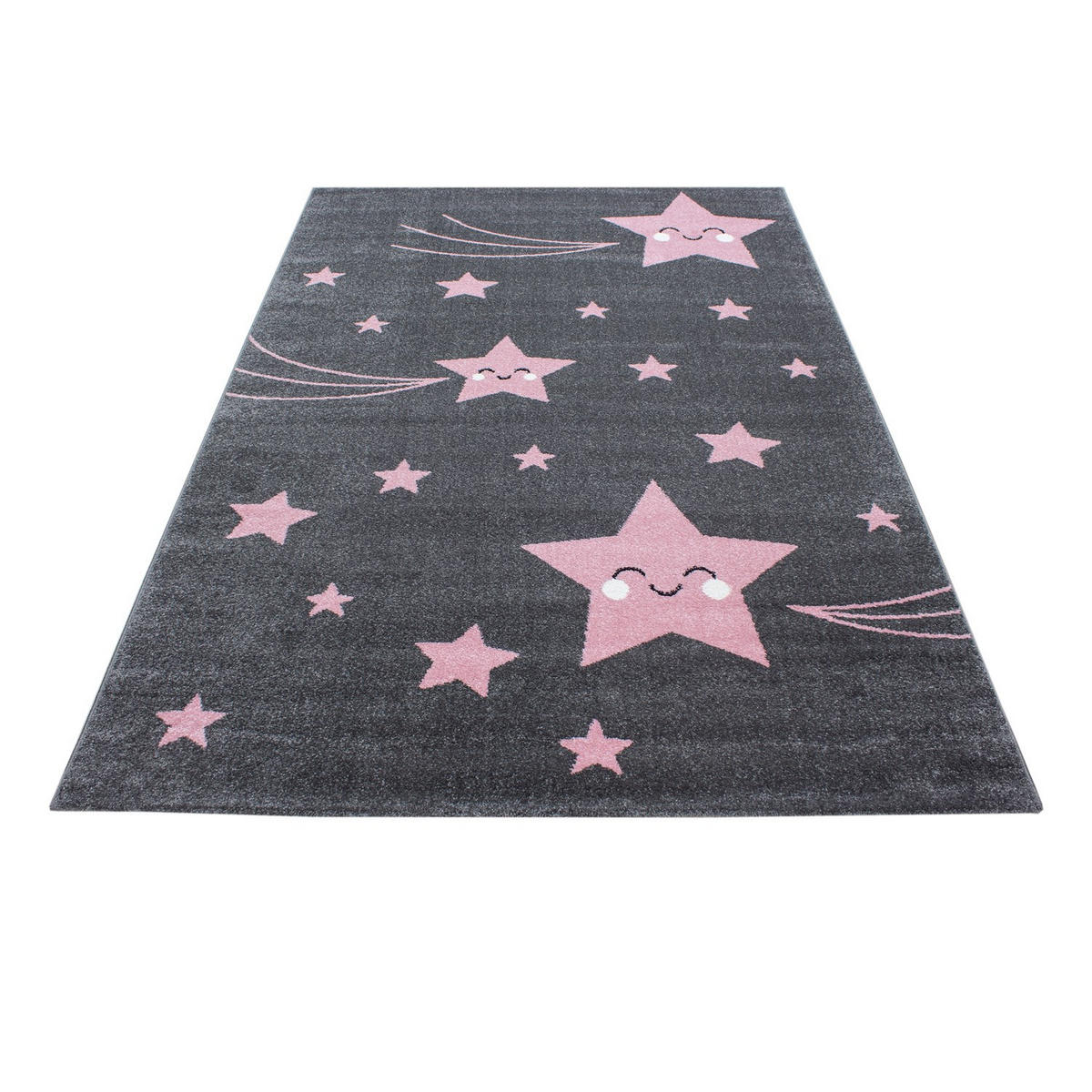 SPIELTEPPICH Sterne Kindgerecht Waschbar Kinderzimmer Schadstoffgeprüft Pink 200x290 cm Flur – TASNA - Rosa, Textil (200/290cm) - KADIMA DESIGN