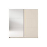 SCHWEBETÜRENSCHRANK ARLO I 150/207 cm in Sandbeige mit Spiegel - Beige, Holzwerkstoff (151/59/207cm) - Deine Möbel 24